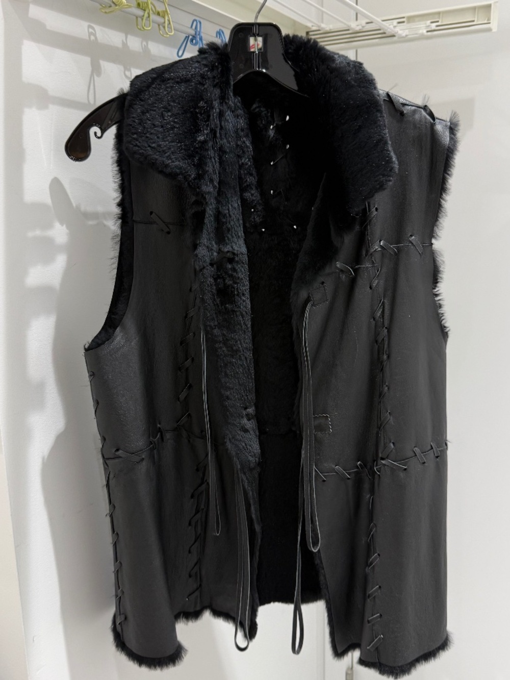 Faux Fur and leather Black vest